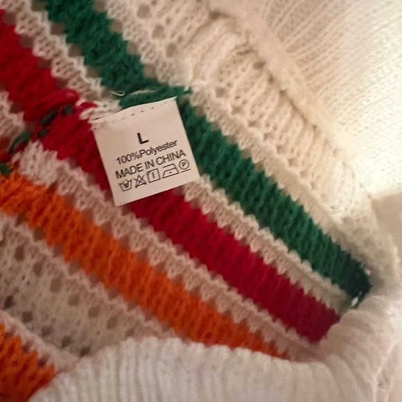 Crochet Knitted Sexy Stripe Button Shorts – 100% Polyester (Size L, New Without - Picture 6 of 7